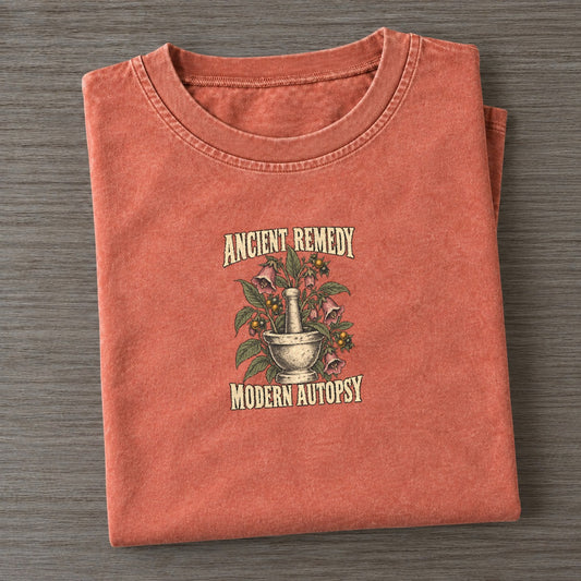 Modern Autopsy Botanical Warnings Vintage T-shirt – Terracotta