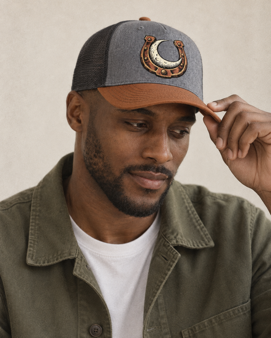 Model wearing the cap