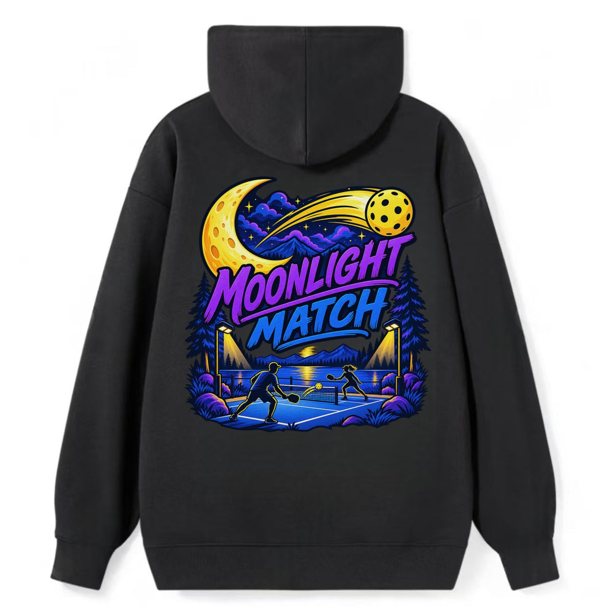 Moonlight Match Pickleball Life Classic Pullover Hoodie – Black