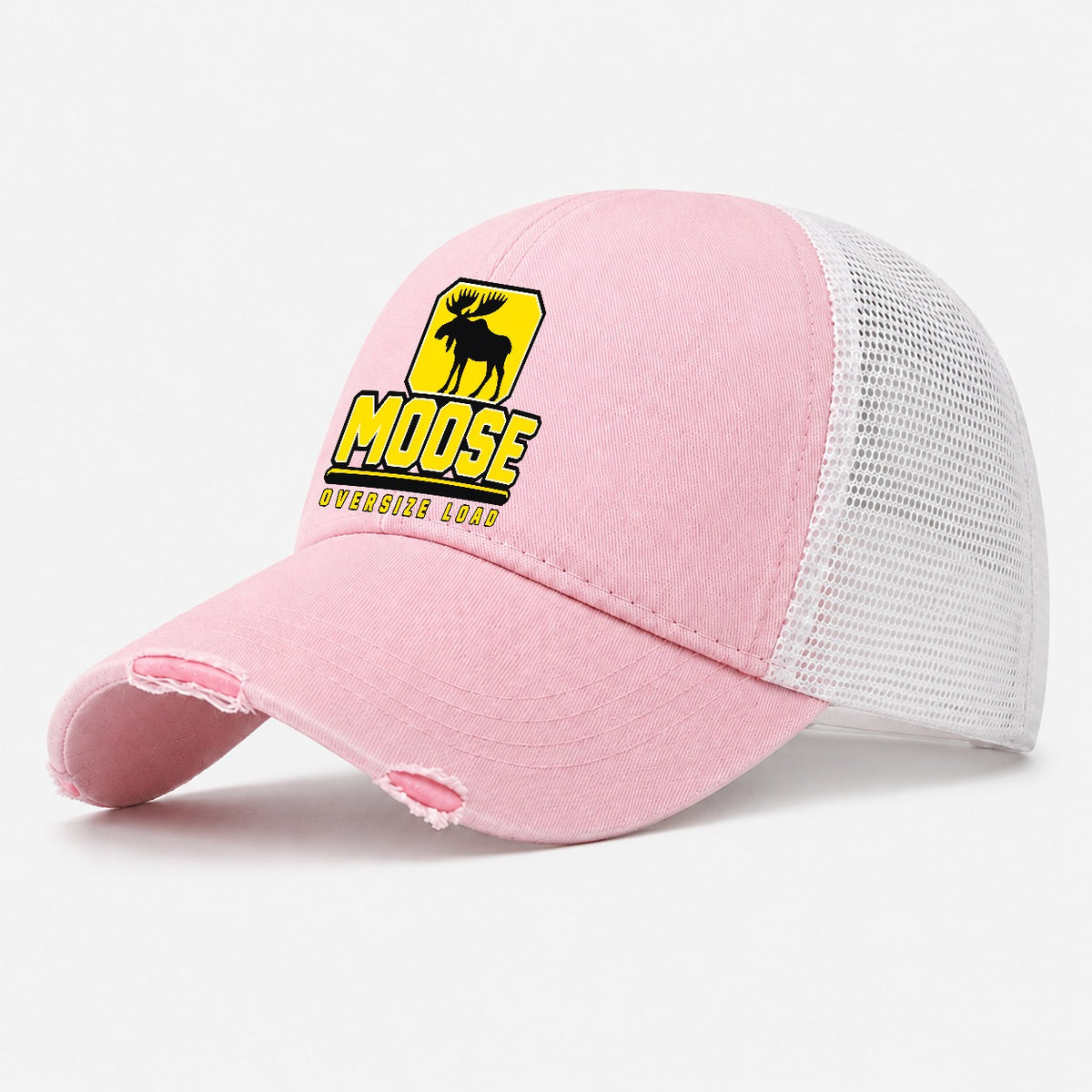 Moose Oversize Load Heavy Duty Washed Trucker Hat – Light Pink
