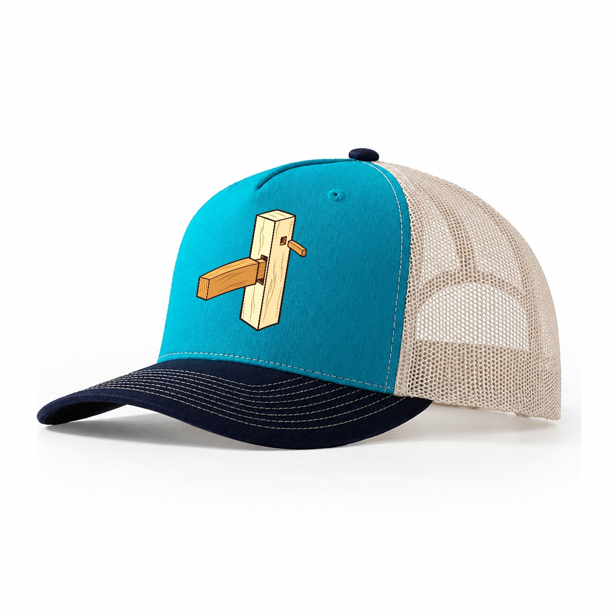 Mortise And Tenon Woodworking Trucker Hat – Teal Navy