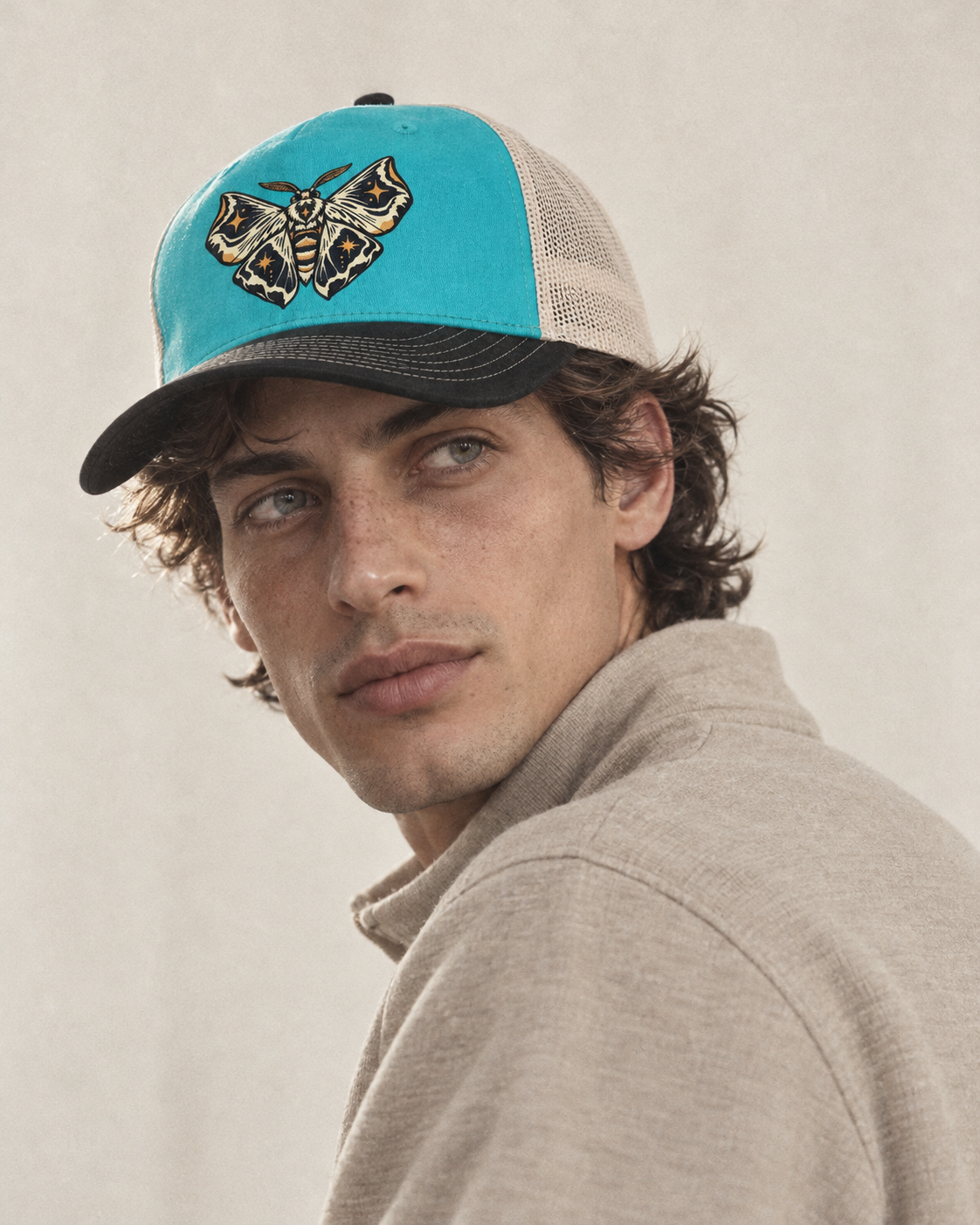 Model wearing the cap