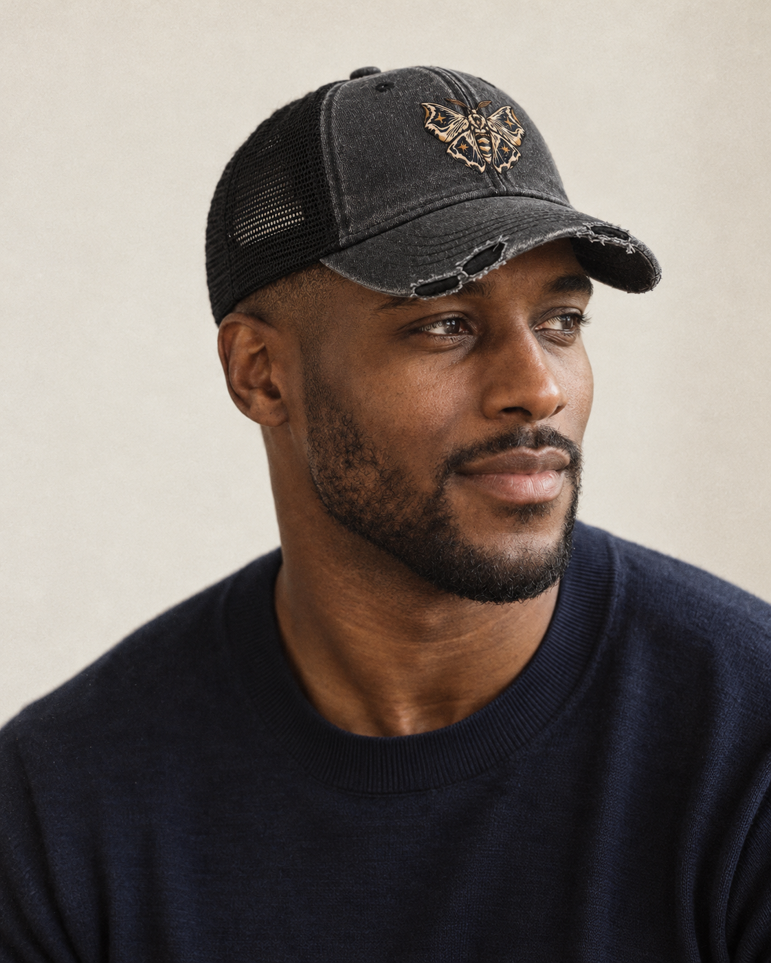 Model wearing the cap