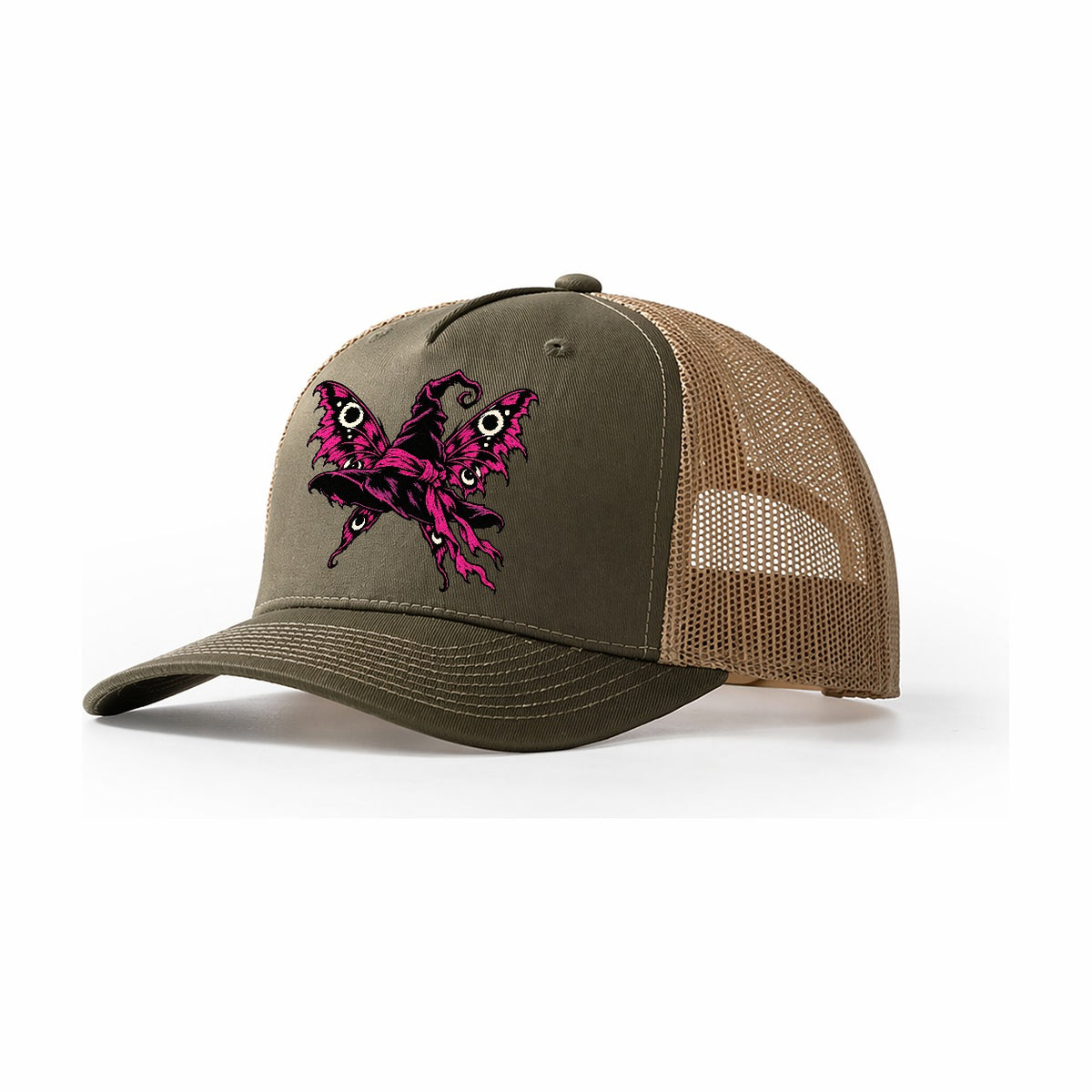 Moth Winged Witch Hat Witch Magic Trucker Hat – Olive Khaki