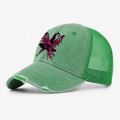 Moth Winged Witch Hat Witch Magic Washed Trucker Hat – Ink Green