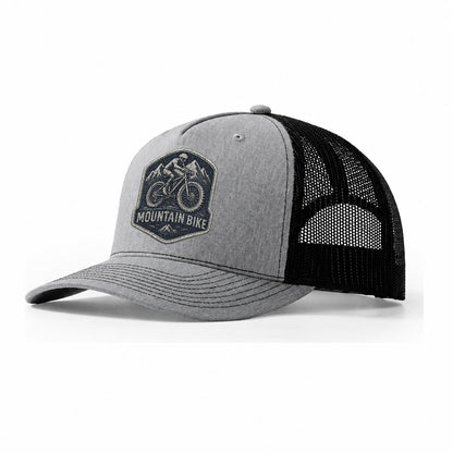 Mountain Bike With Rugged Tires Cyclist Badge Trucker Hat – Sport Grey-Black