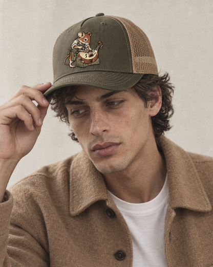 Model wearing the cap