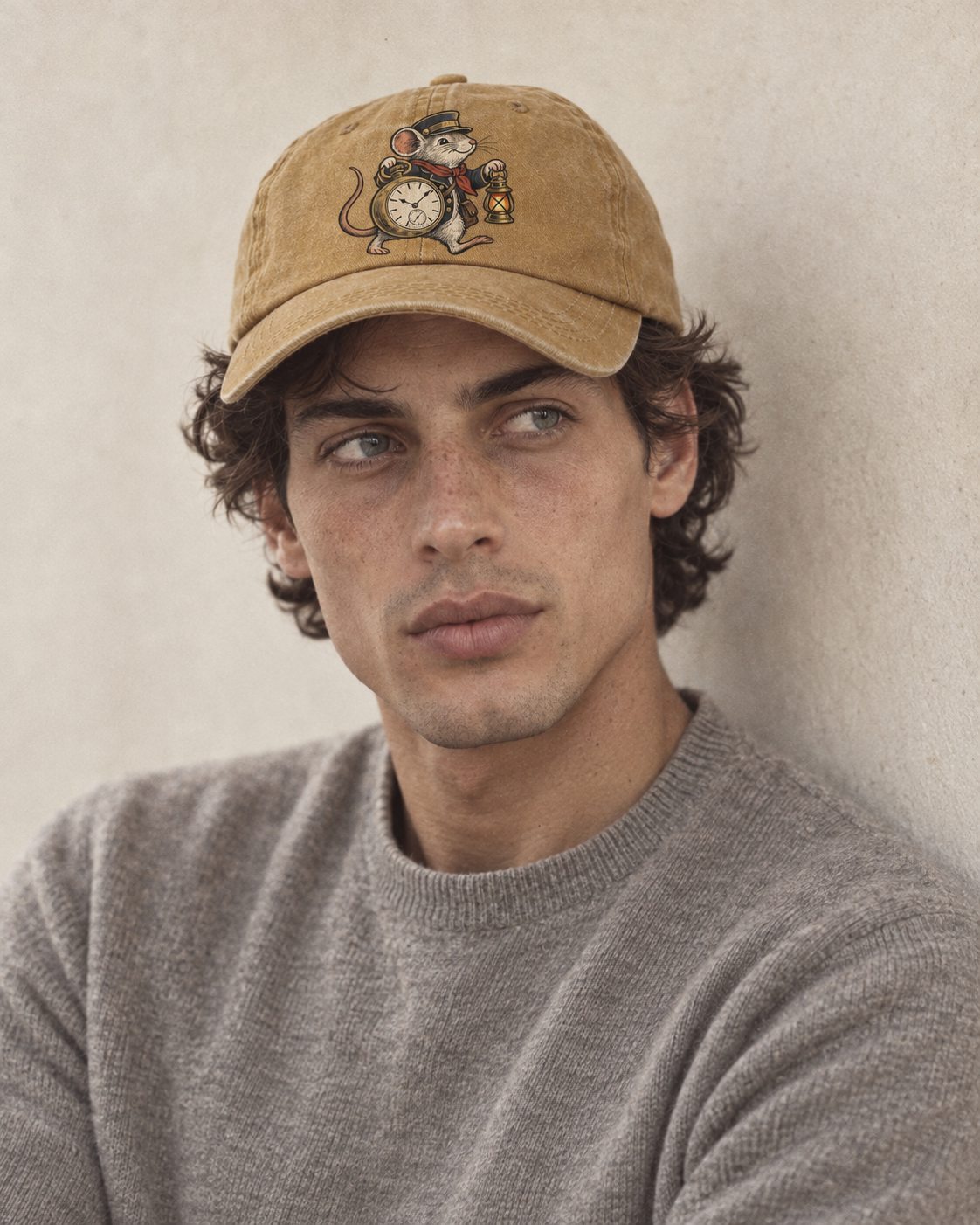 Model wearing the cap