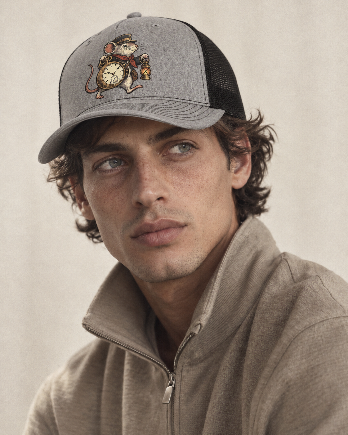 Model wearing the cap