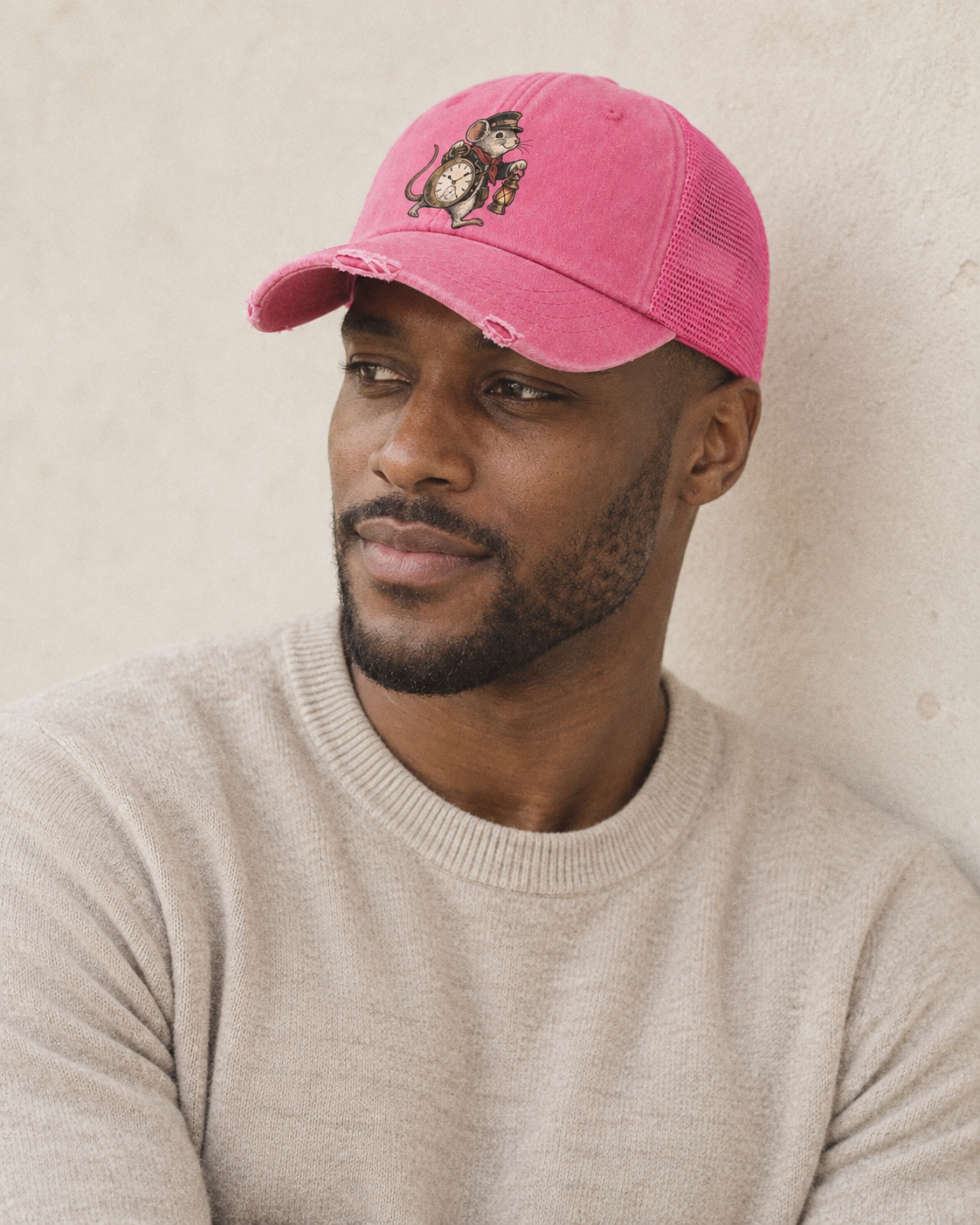 Model wearing the cap