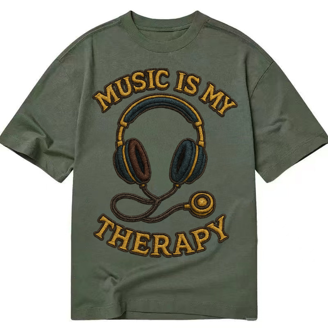 Music Is My Therapy  - Classic T-shirt – Army Green