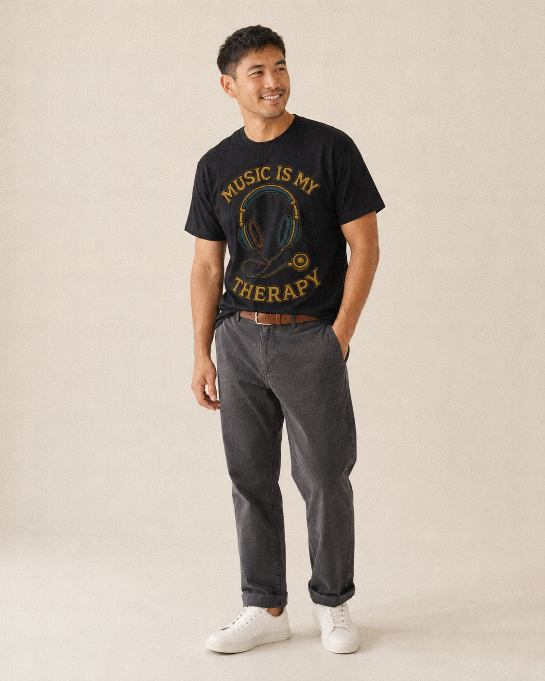 Music Is My Therapy  - Classic T-shirt – studio model photo