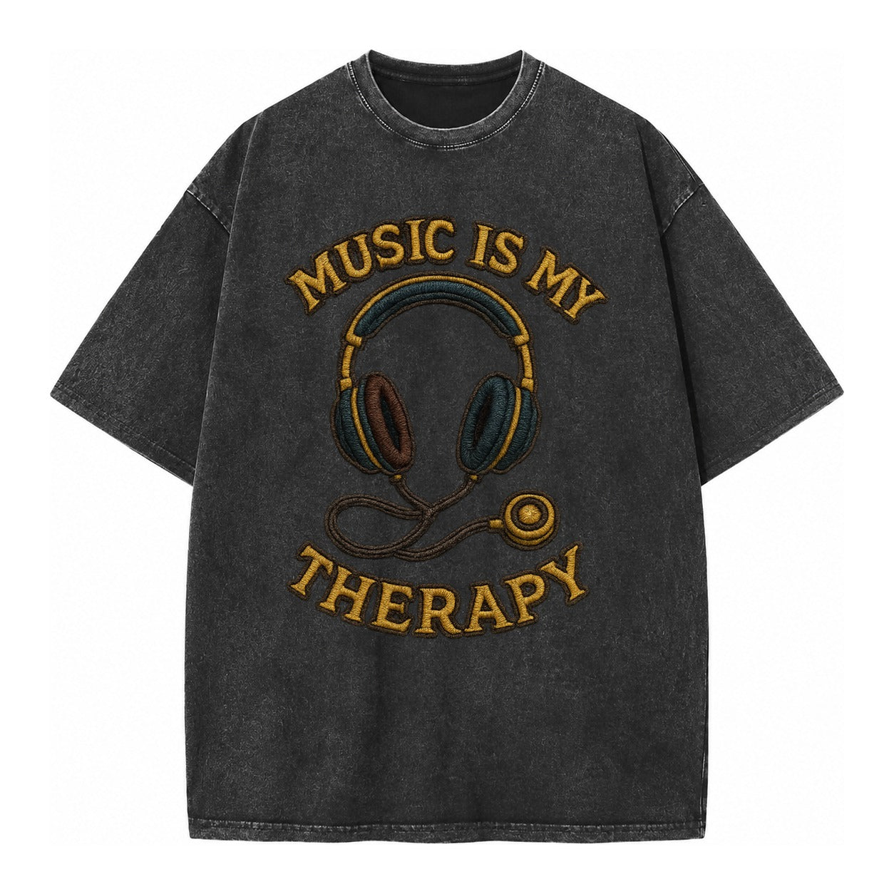 Music Is My Therapy  - Vintage T-shirt – Black