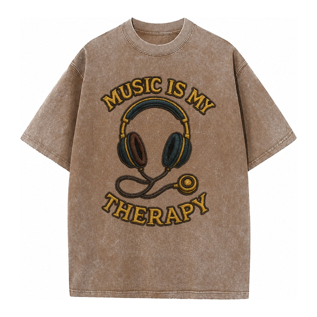 Music Is My Therapy  - Vintage T-shirt – Brown