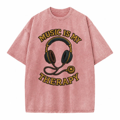 Music Is My Therapy  - Vintage T-shirt – Dusty Rose(Rose)