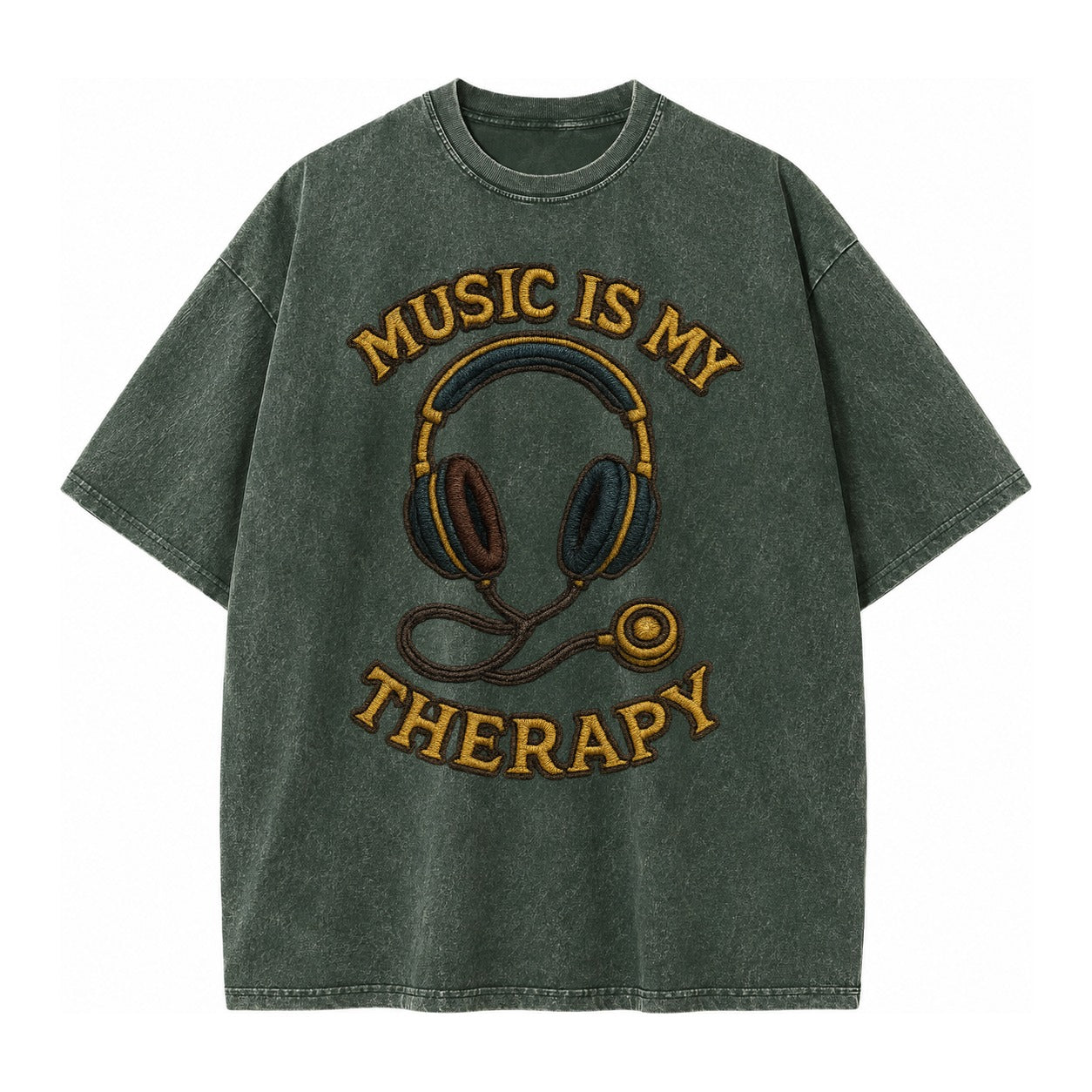 Music Is My Therapy  - Vintage T-shirt – Forest Mist(Green)