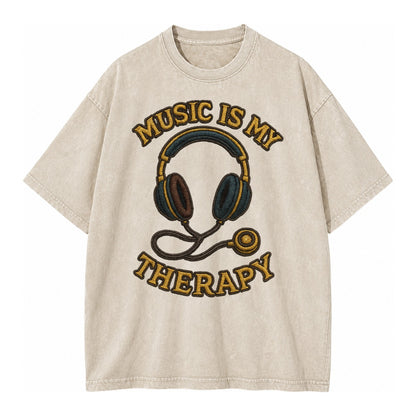 Music Is My Therapy  - Vintage T-shirt – Off White