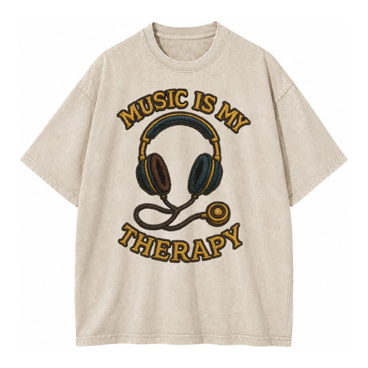 Music Is My Therapy  - Vintage T-shirt – Off White
