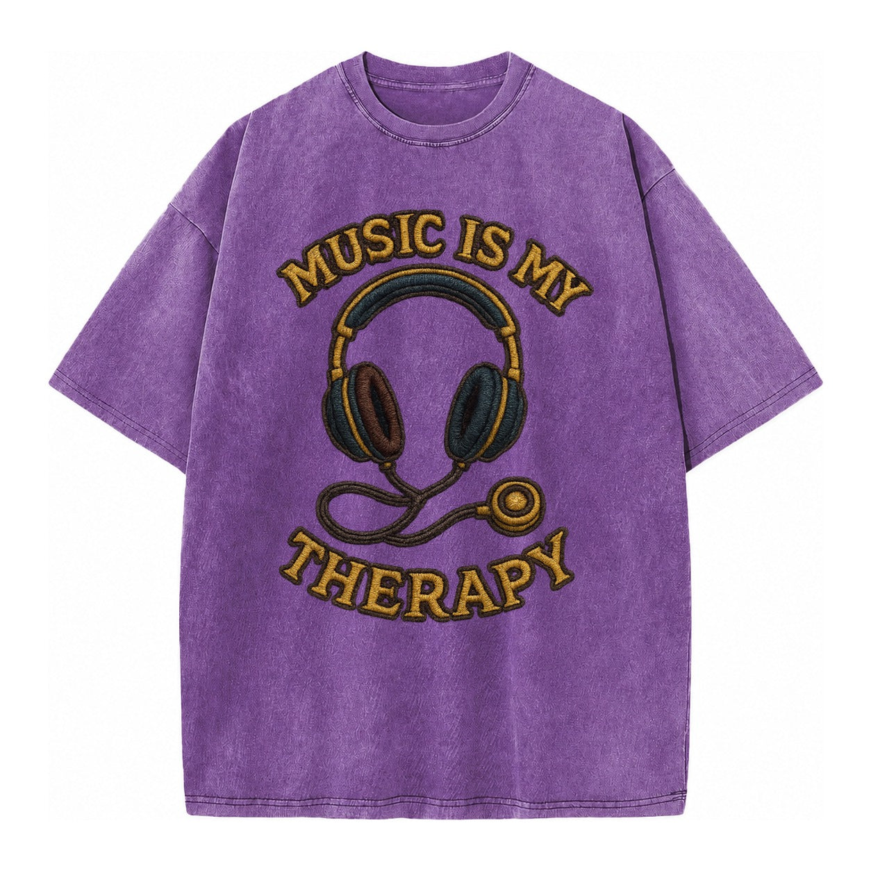 Music Is My Therapy  - Vintage T-shirt – Purple