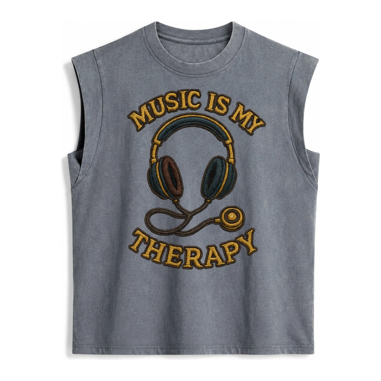 Music Is My Therapy  - Vintage Washed Tank – Grey