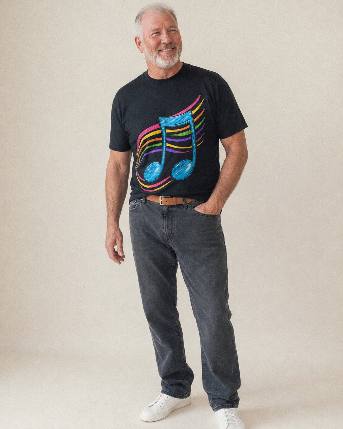 Musical Notes Headwear Classic T-shirt – studio model photo