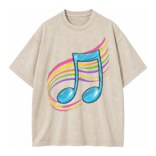 Musical Notes Headwear Vintage T-shirt – Off White