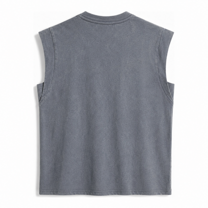 Musical Notes Headwear Vintage Washed Tank – grey back view
