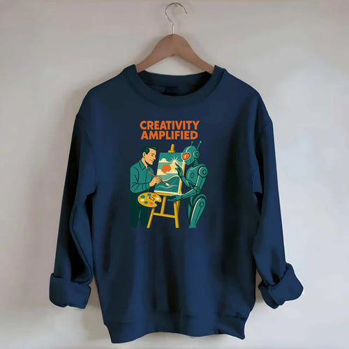 Artist and AI creating beautiful masterpiece together - Creativity - Crewneck Sweatshirt