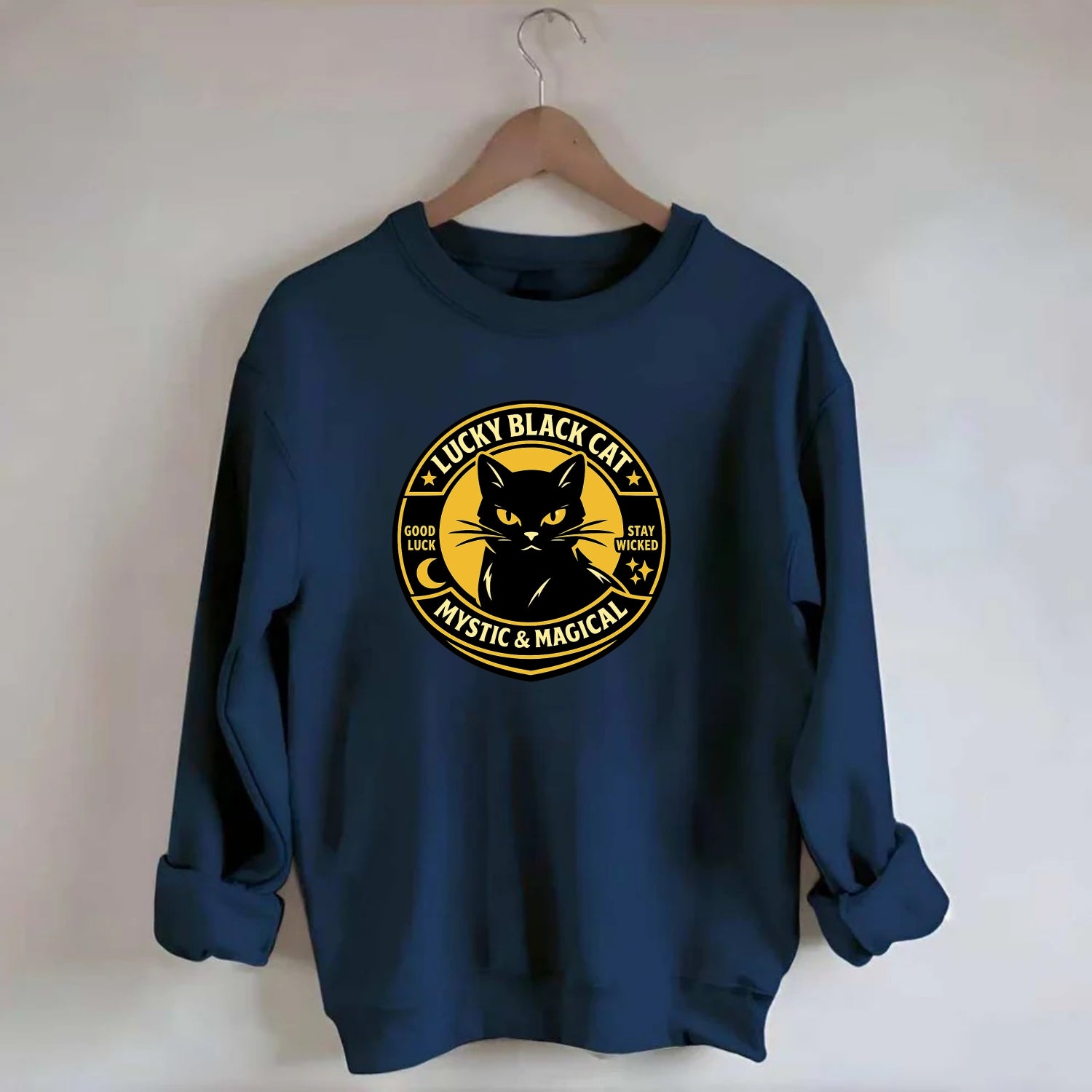 Mystic Feline Emblem - Crewneck Sweatshirt - navy