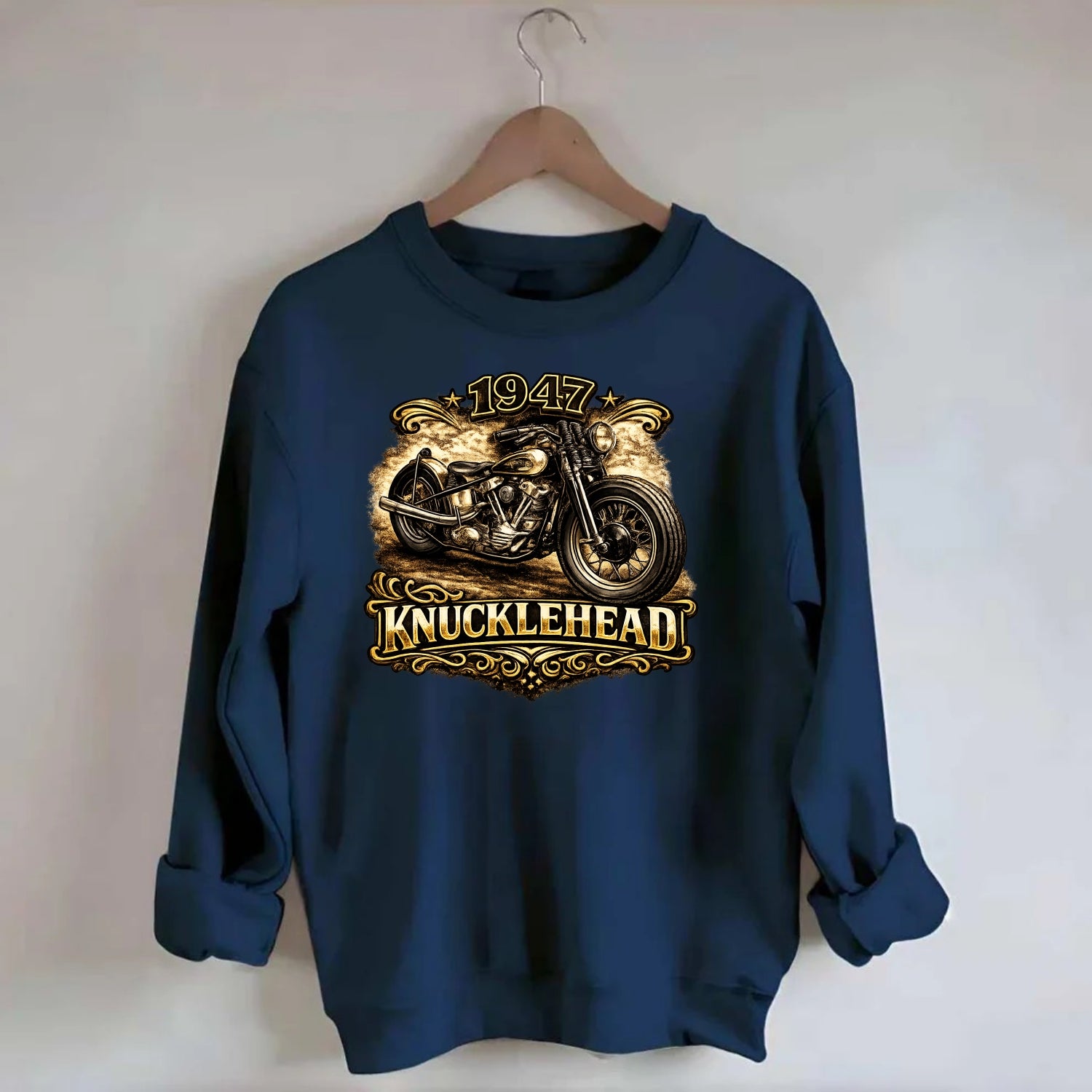 1947 Knucklehead Bobber - Crewneck Sweatshirt - navy