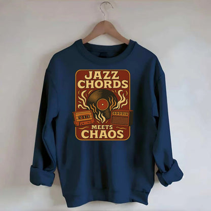 Jazz chords with hyperpop energy - "Jazz Meets Chaos" - unexpected fusion - Crewneck Sweatshirt - navy