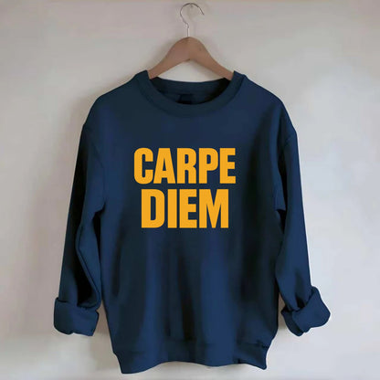 Bold typography design - "CARPE DIEM" - seize the day - Crewneck Sweatshirt - navy