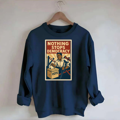 Person voting despite obstacles - "Nothing Stops Democracy" - voter - Crewneck Sweatshirt - navy