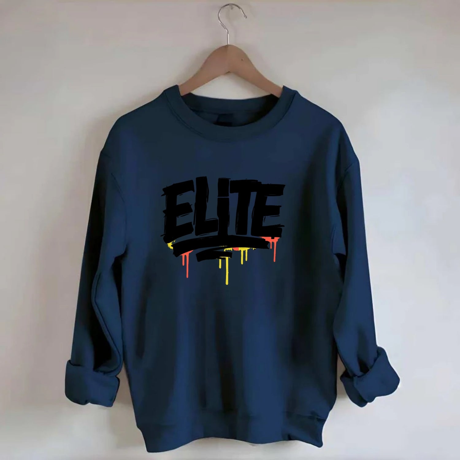 Bold typography design - "ELITE" - top tier, highest level - Crewneck Sweatshirt - navy