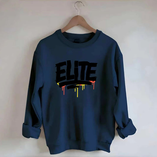 Bold typography design - "ELITE" - top tier, highest level - Crewneck Sweatshirt - navy