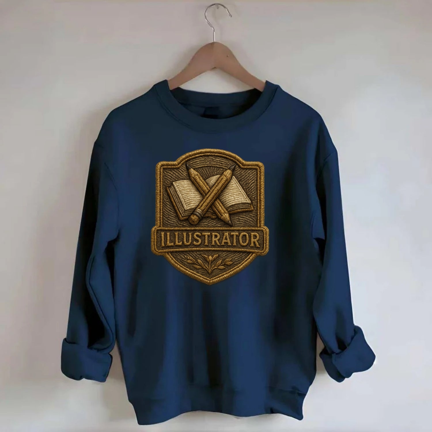 Pencils and sketchbook - illustrator badge - Crewneck Sweatshirt - navy