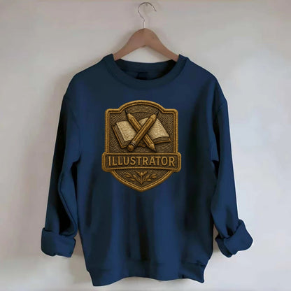 Pencils and sketchbook - illustrator badge - Crewneck Sweatshirt - navy