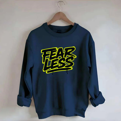 Bold typography design - "FEARLESS" - courage, bravery, facing challenges - Crewneck Sweatshirt - navy