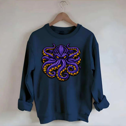 KRAKEN TENTACLES - sea monster in purple and black , deep sea - Crewneck Sweatshirt - navy