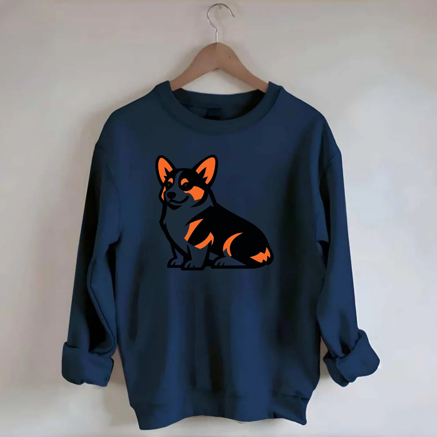 Tricolor Corgi Charm - Crewneck Sweatshirt - navy