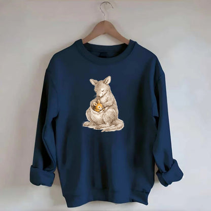 MOTHER'S POUCH | Kangaroo maternal embrace | Joey safe inside | Protective - Crewneck Sweatshirt - navy