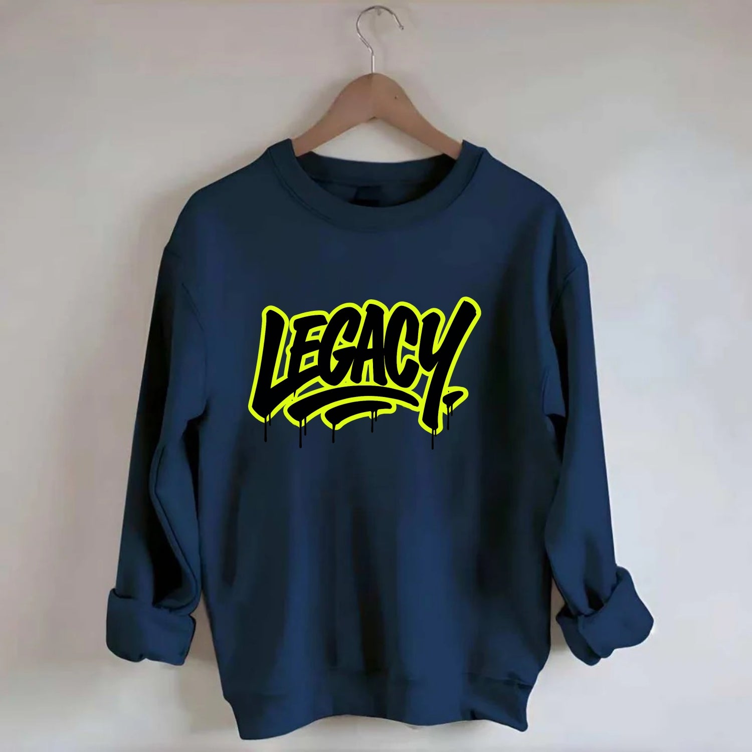 Bold typography design - "LEGACY" - what you leave behind, lasting impact - Crewneck Sweatshirt - navy
