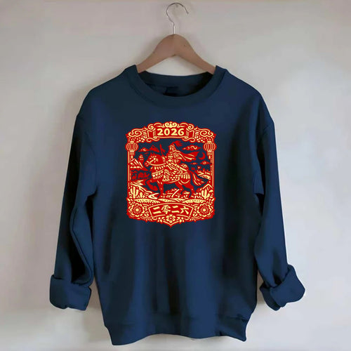 HORSE AND RIDER | Traditional Chinese warrior on horseback | Silk Road - Crewneck Sweatshirt