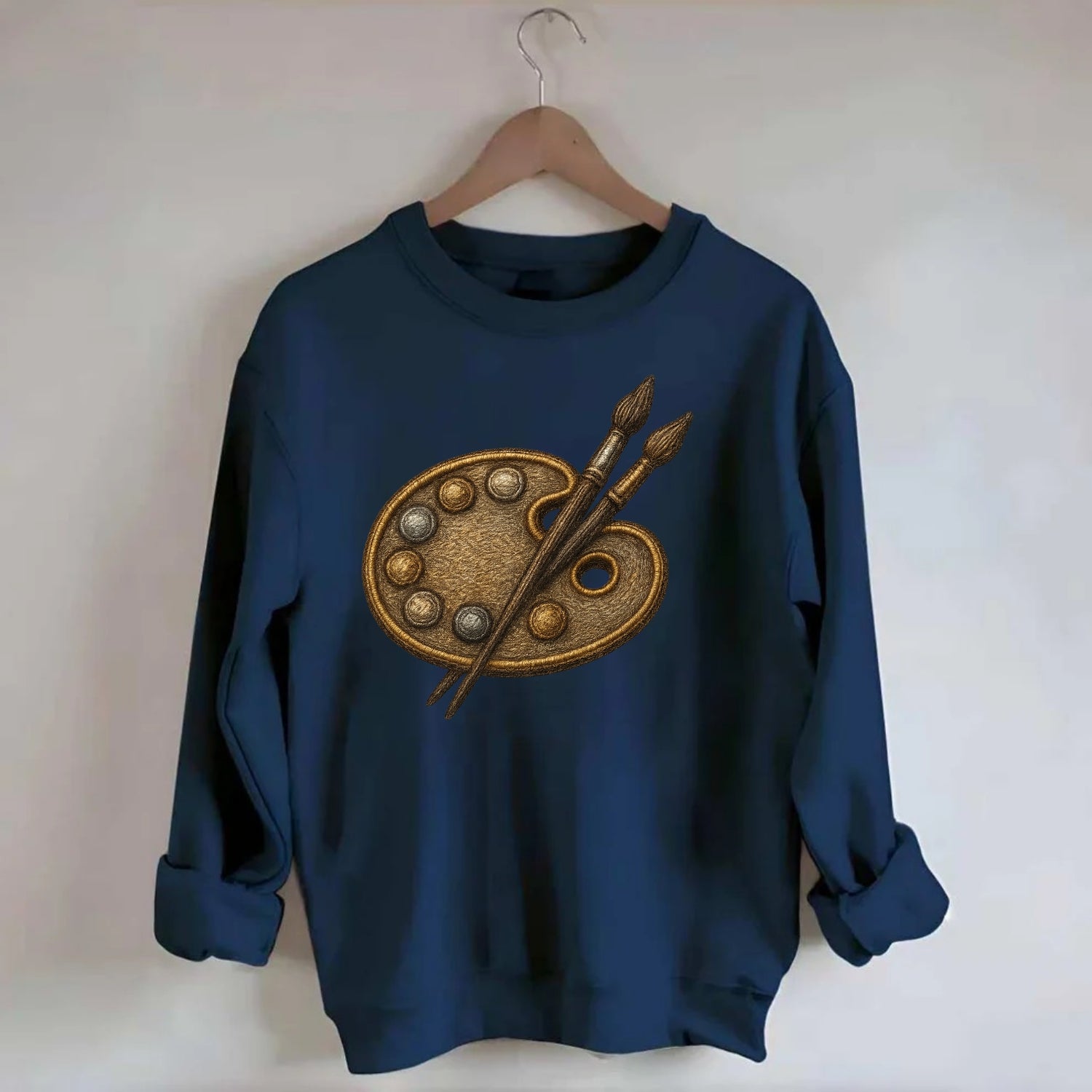 Artist palette with brushes - painter emblem - Crewneck Sweatshirt - navy