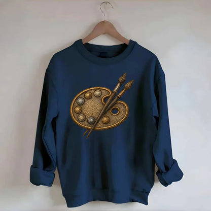 Artist palette with brushes - painter emblem - Crewneck Sweatshirt - navy