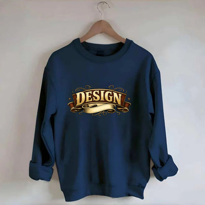 Bold typography design - "DESIGN" - intentional creation, aesthetic planning - Crewneck Sweatshirt - navy