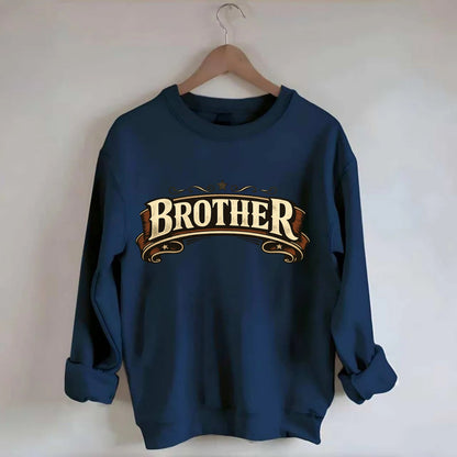 Bold typography design - "BROTHER" - male bond, brotherhood - Crewneck Sweatshirt - navy