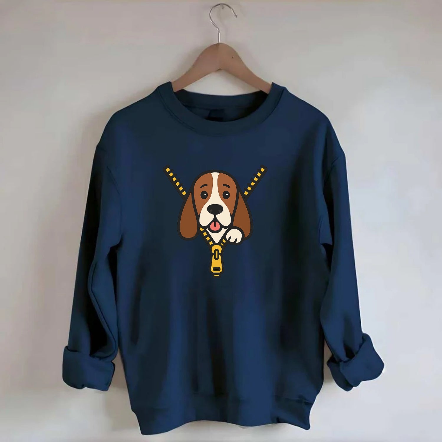 Basset Hound - Crewneck Sweatshirt - navy
