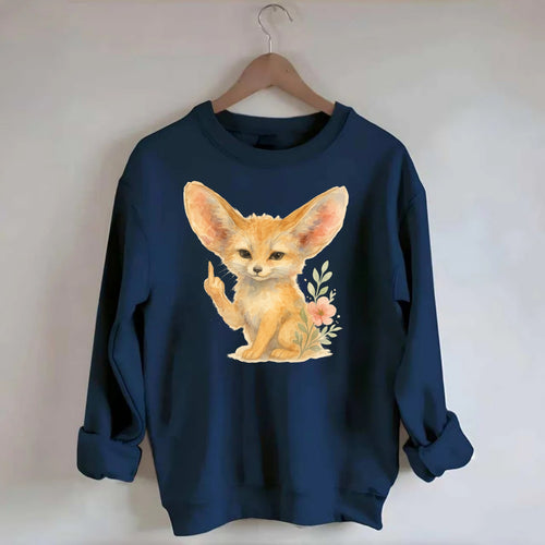 tiny fennec fox with oversized ears, one small paw raised in sass - Crewneck Sweatshirt