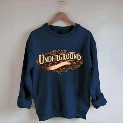 Bold typography design - "UNDERGROUND" - hidden scene, alternative - Crewneck Sweatshirt - navy